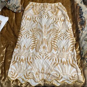 FARM Rio Gold and White Skirt